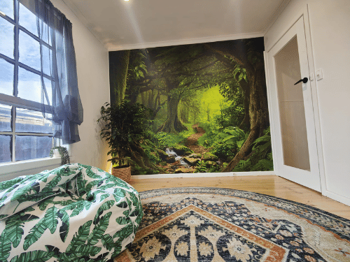 Forest mural on wall