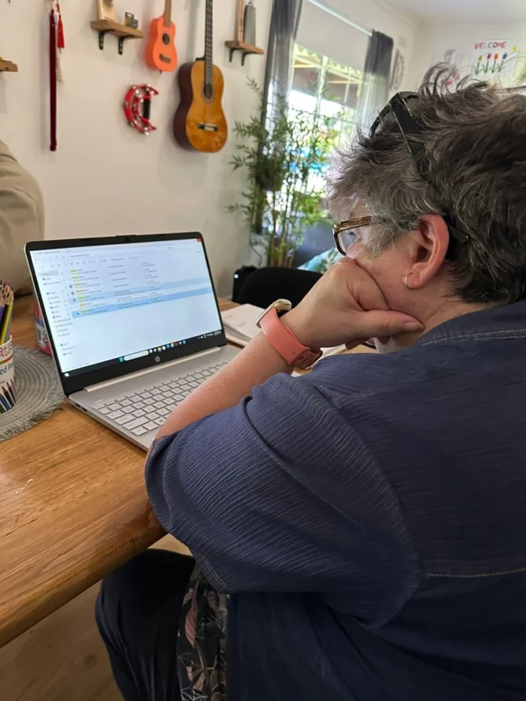 NDIS participant using laptop