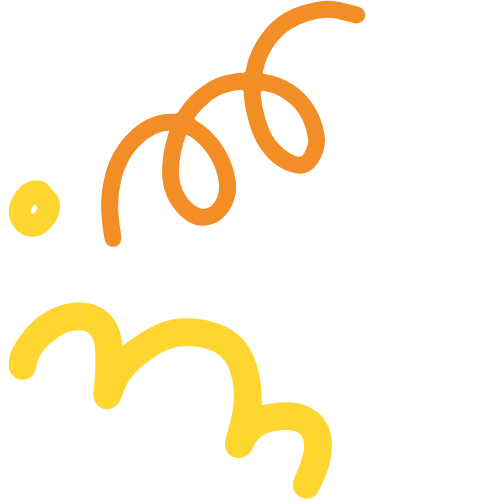 Cartoon white, orange and yellow squiggles
