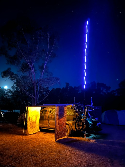 A van parked for camping